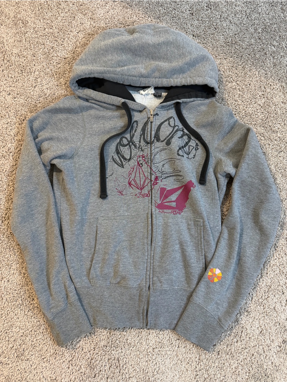 Y2K volcom zip up hoodie sweater grunge skater